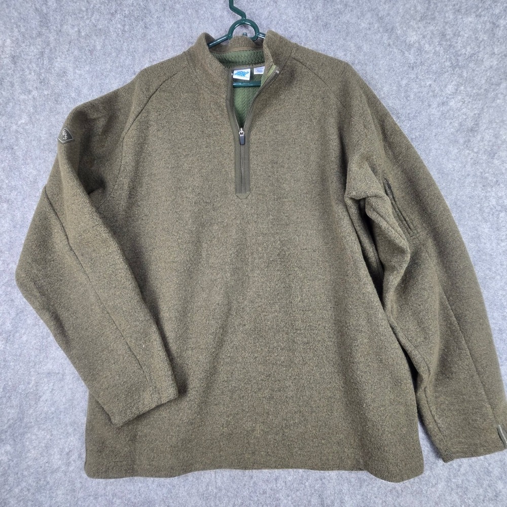 EMS Eastern Mountain Sports Men's Large Wool Blend Fleece Grid 1/4 Zip Pullover